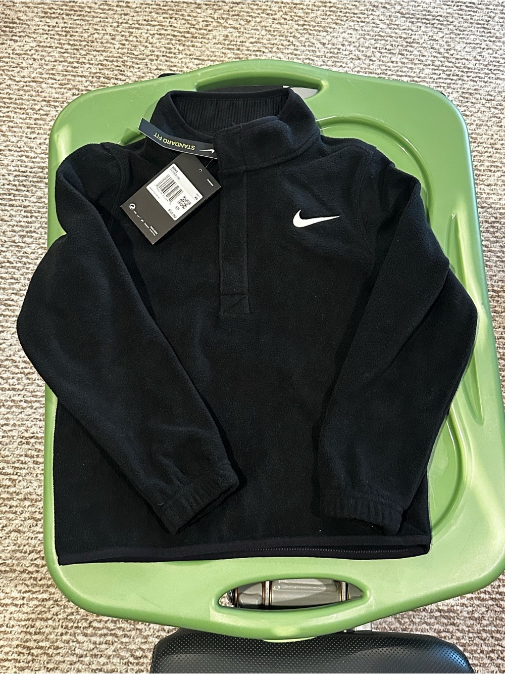 Nike Black Fleece Half-Zip Pullover with White Swoosh